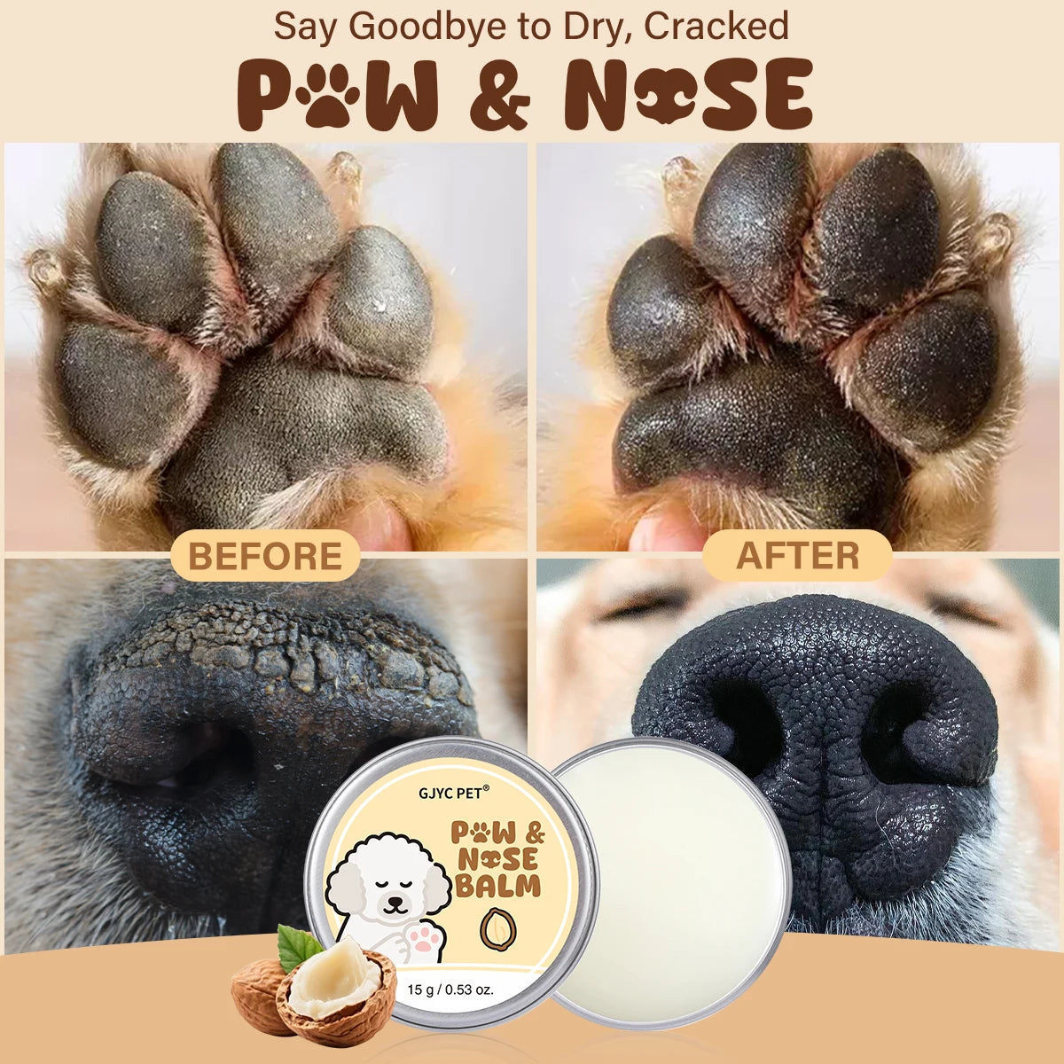 Shea Butter Paw Balm — Moisturizing Relief for Dry, Cracked Paw Pads