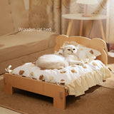 Wooden Pet Bed with Teddy Bear Pattern, 20x11in