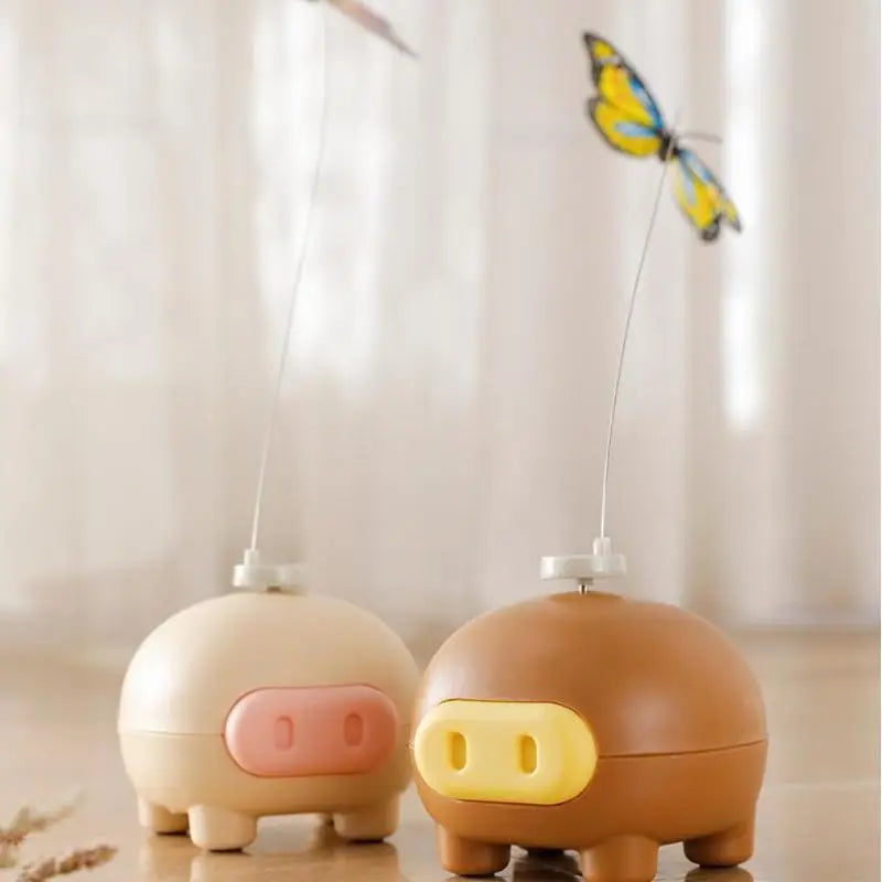 Electric Rotating Cute Pig & Butterfly Cat Teaser Toy — Intelligent Auto-Spinning Interactive Toy
