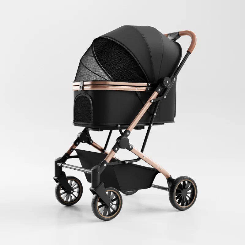 Large-Space Shockproof Breathable Lightweight Pet Stroller with One-Click Fold for Small & Medium Dogs & Cats