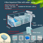 Wall-Mounted Waterfall Aquarium Filter Box (Silent, Built-In, Back Filter)