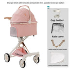 Luxury PU Leather Pet Stroller with Car Pet Basket for Cats & Dogs