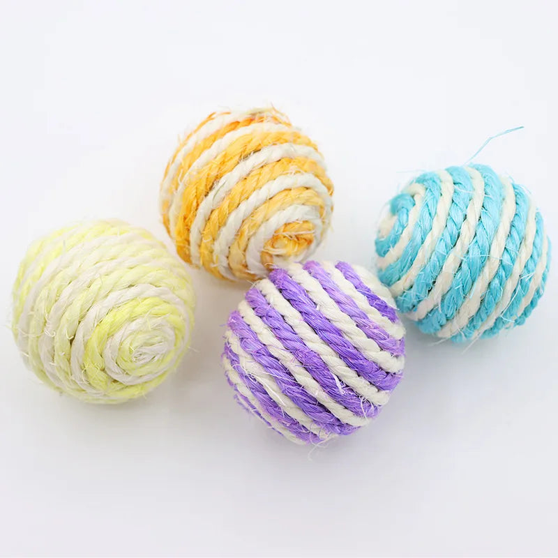 5-Pack Sisal Sphere Cat Toy Balls — Durable Interactive Scratch, Bite & Self-Play Cat Balls