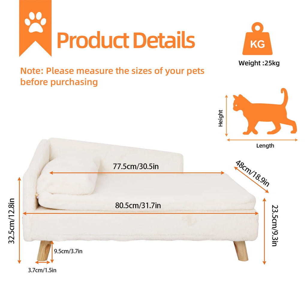 Waterproof Raised Pet Sofa Lounger with Plush Cushion