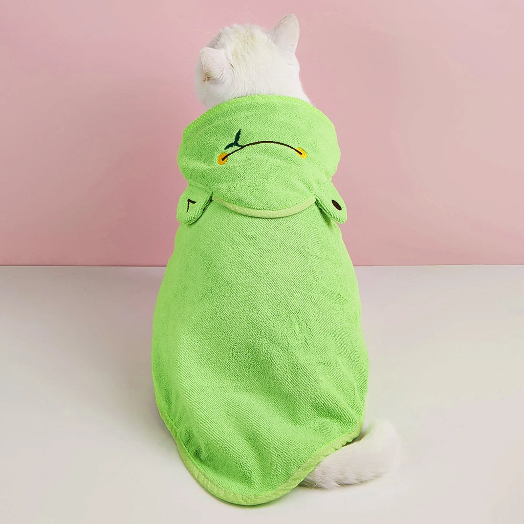 Frog-Style Hooded Pet Bath Towel — Quick-Drying Microfiber Robe