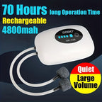 Rechargeable 4800mAh USB Aquarium Air Pump Silent Portable