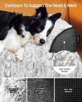 Calming Extra Large Plush Dog Bed, 45x37in, Grey