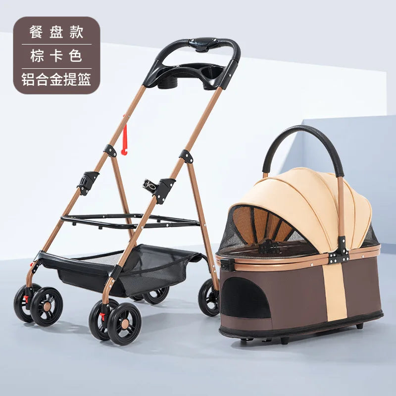 Compact Lightweight Foldable Small Pet Cart for Cats & Dogs
