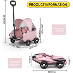 Foldable 4-Wheel Pet Cart with Sun Cover for Small Dogs & Cats