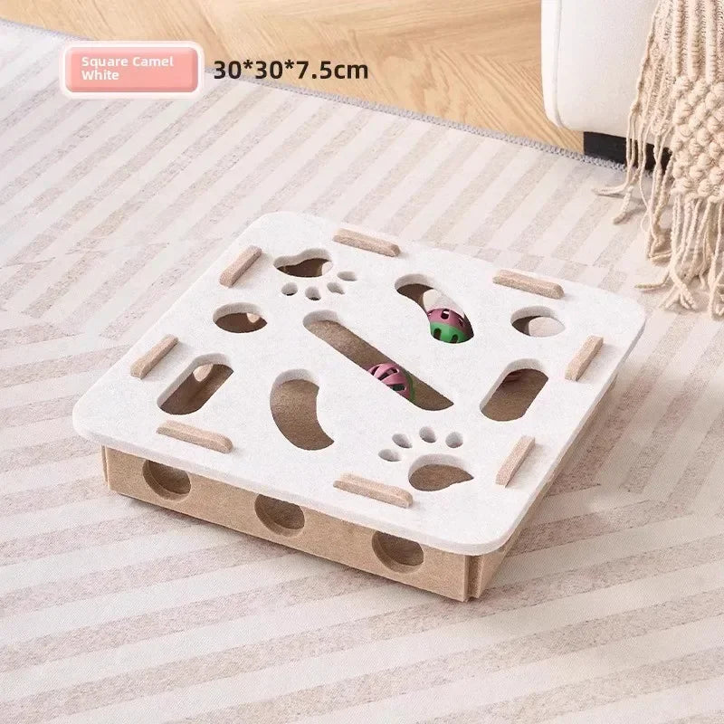 Felt Puzzle Box Cat Toy with Ball — Indoor Hunting & Exercise Puzzle for Cats