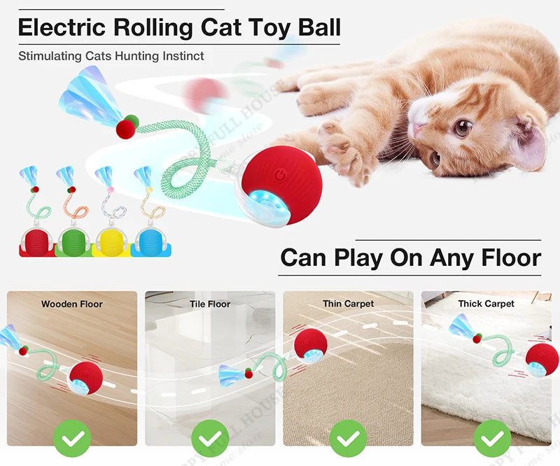 3-Mode Electric Moving Ball Cat Toy — Automatic Interactive Boredom Relief for Kittens & Adults