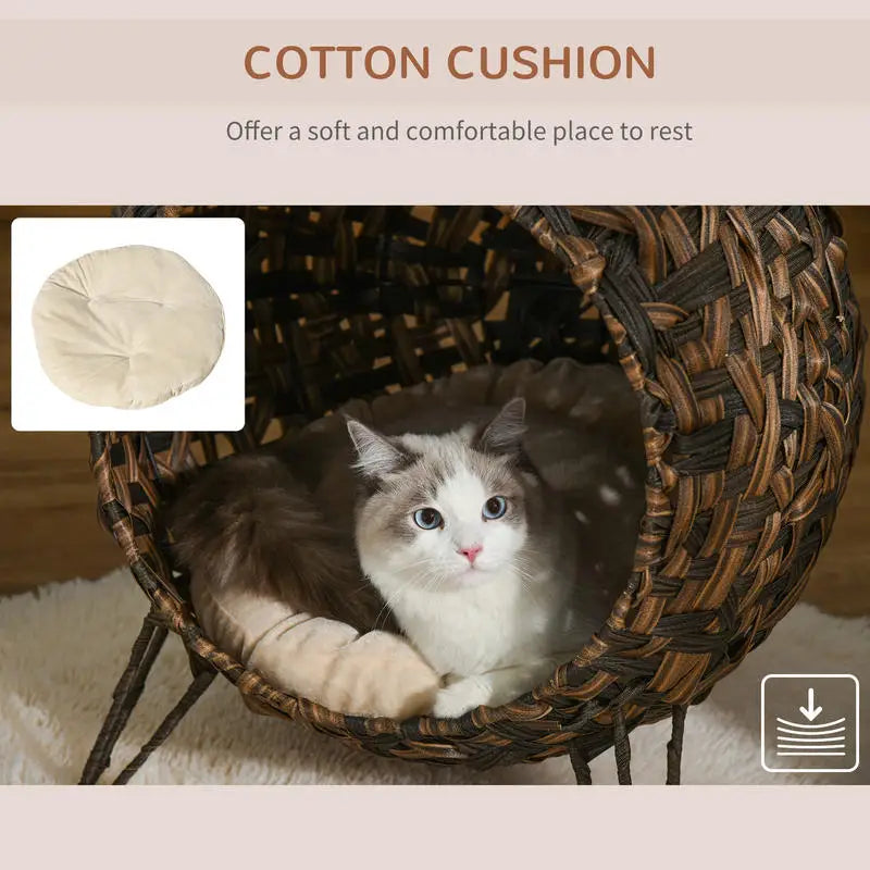 Hand-Woven Banana Leaf Cat Bed, 20.5 Inches