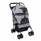 2-in-1 Dog Stroller & Carrier (Detachable, 4-Wheel, Foldable, Lightweight)
