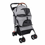 2-in-1 Dog Stroller & Carrier (Detachable, 4-Wheel, Foldable, Lightweight)