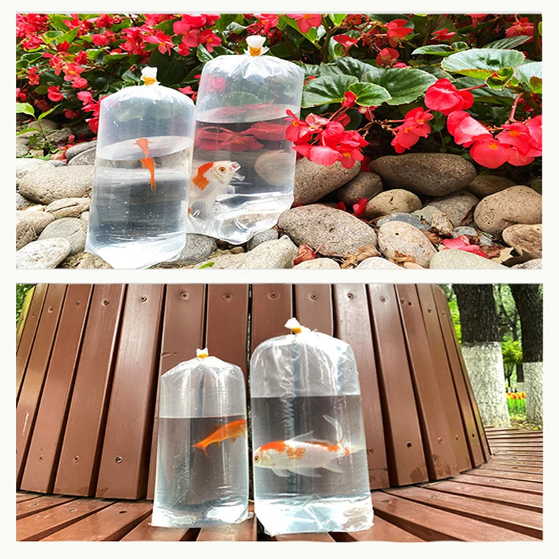Aquarium Live Fish Transport Breather Bags (50-Pack, Inflatable, Leak-Proof PE)