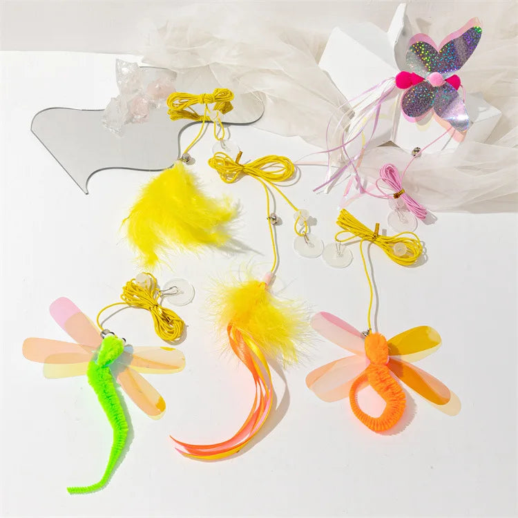 Hanging Simulation Bird & Insect Cat Toy — Self-Play Teaser Wand Toy for Kittens