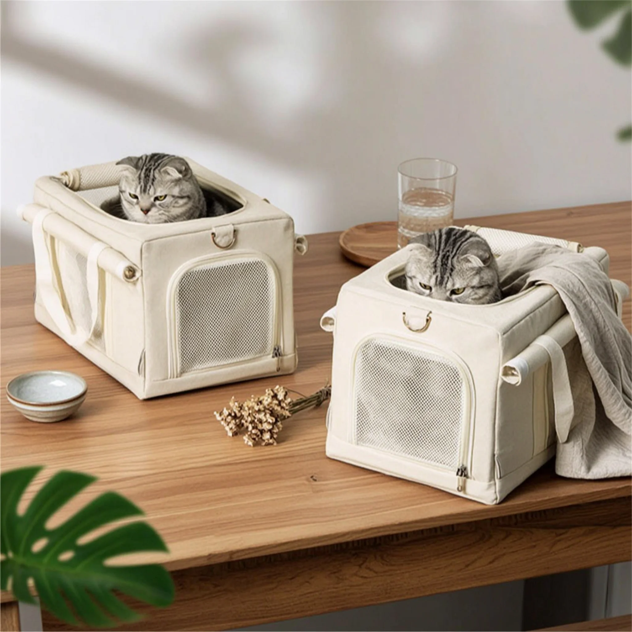 Foldable Wheeled Pet Carrier Transportbox with Breathable Rolling Trolley Base — Travel & City Walk Pet Bag