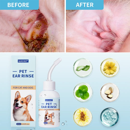 GJYC Pet Ear Cleaner Drops — Soft-Tip Wax Remover, 60ml