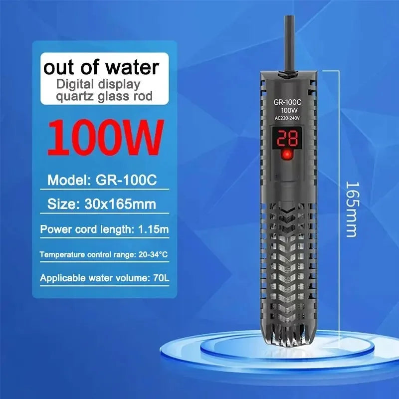 Submersible Aquarium Heater with LCD Display (500W, Digital, Adjustable)