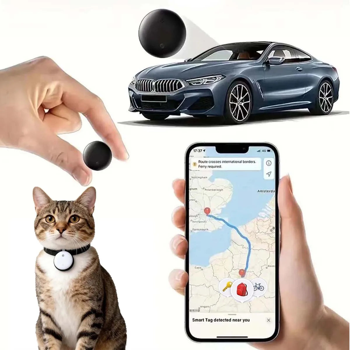 Smart Bluetooth Tracker for Keys, Headphones, Luggage & Pets