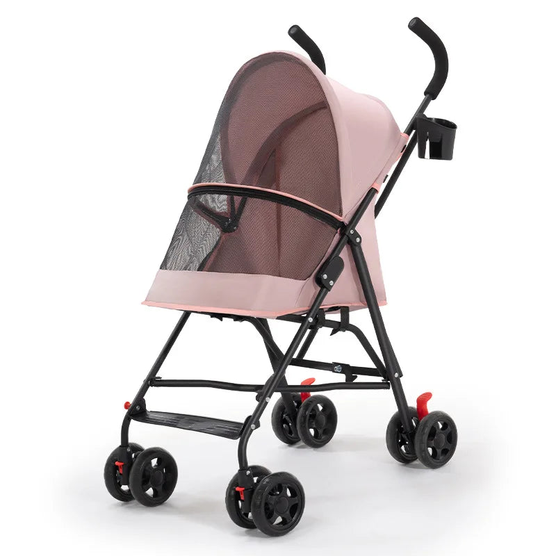 Lightweight Portable Foldable Pet Stroller Trolley for Teddy Dogs & Cats — Outdoor Travel Cart