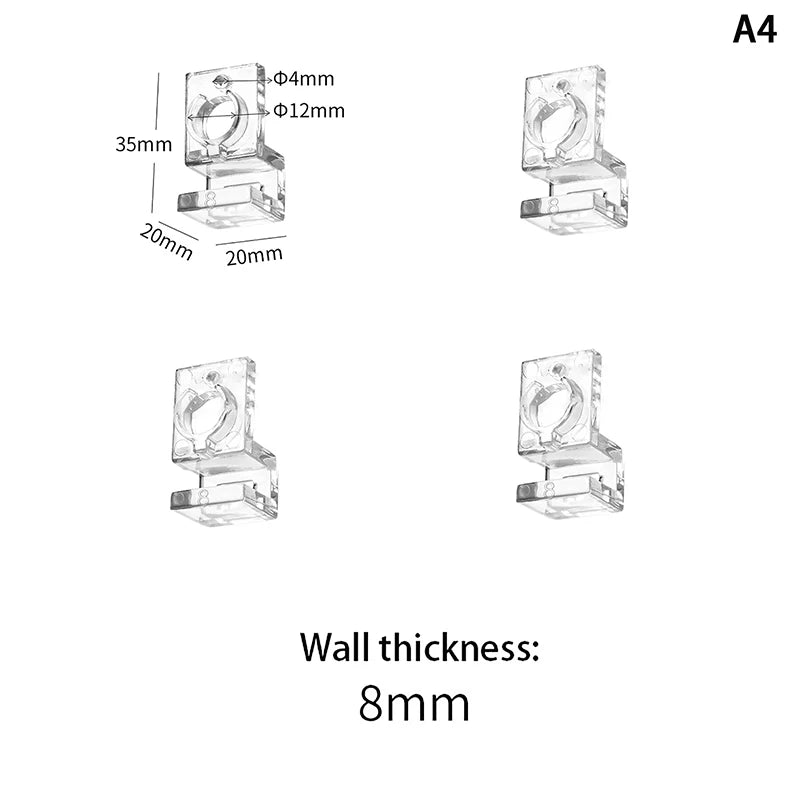 Acrylic Fish Tank Glass Clips (4pcs, 5.5–15mm, Aquarium Lid Support)