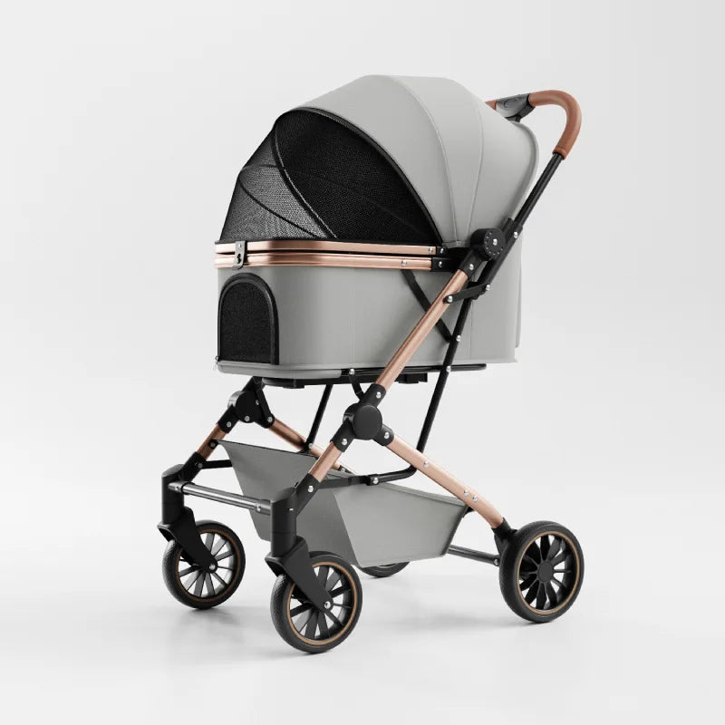 Large-Space Shockproof Breathable Lightweight Pet Stroller with One-Click Fold for Small & Medium Dogs & Cats