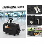 Pet Travel Crate with Wheels 23" (35lb Capacity, Telescopic Handle)
