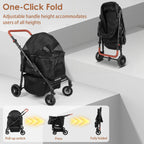 Foldable Pet Jogger Stroller with Reflective Strip & Adjustable Handle — Max 33 lbs