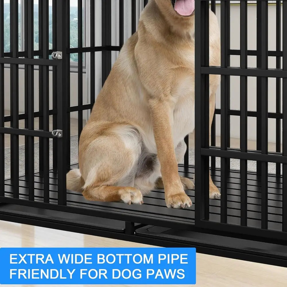 XL Dog Crate with Rooftop & Lockable Wheels (54in)