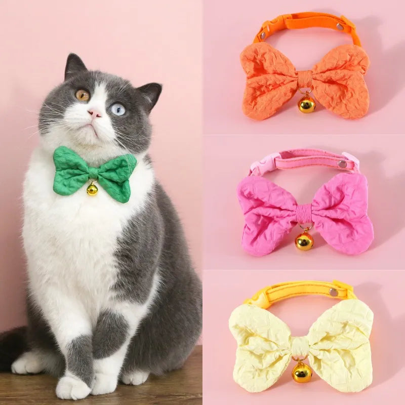 Candy Color Bow Collar for Cats & Small Dogs