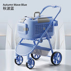 Bello Plastic Basket Pet Stroller for Dogs, Cats & Rabbits — Lightweight Open-Top Travel Cart