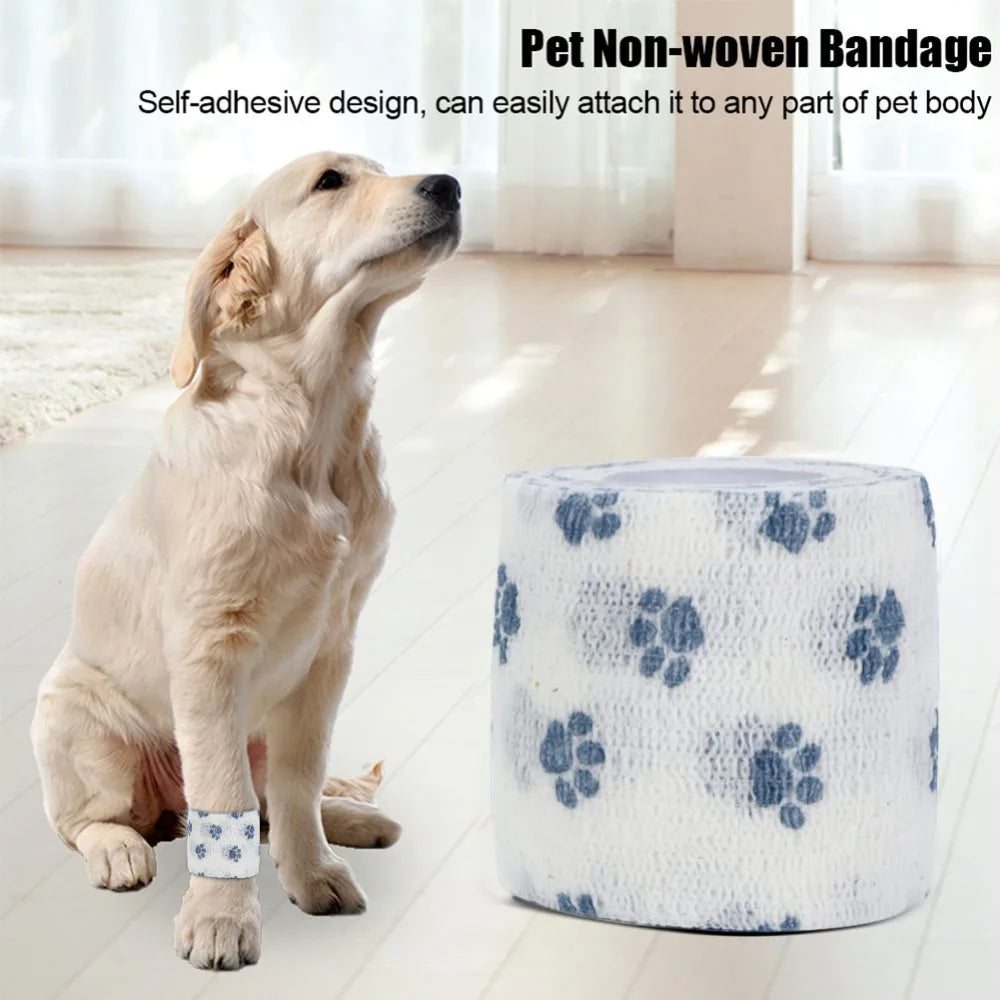 Breathable Self-Adhesive Dog Paw Wrap (Non-Woven, Elastic, Printed)