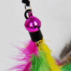 Feather Wand Cat Teaser Rod with Bell & Replacement Feathers — Interactive Kitten Toy Set