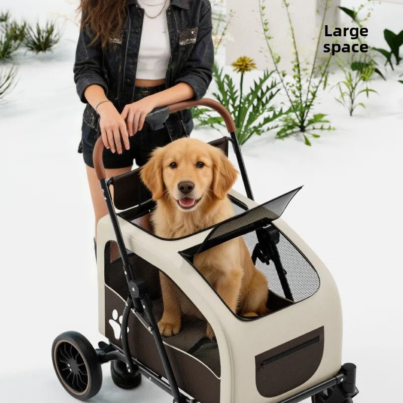 Multi-Function Foldable Pet Stroller for Senior, Medium & Large Dogs — Portable Outdoor Travel Trolley