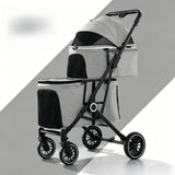 Double Pet Stroller for Dogs and Cats Travel Carriage with Safety Beltsand 4 Lockable Wheels  Foldable for Multi-Pet Medium
