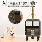Portable Rolling Pet Carrier with Detachable Single-Shoulder Handbag for Small Dogs & Cats