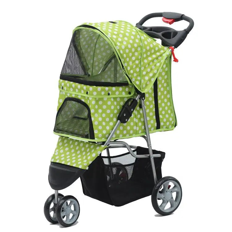 Large Foldable Pet Stroller for Golden Retrievers & Big Dogs — Adjustable Handle & Fruit Tray Outdoor Cart