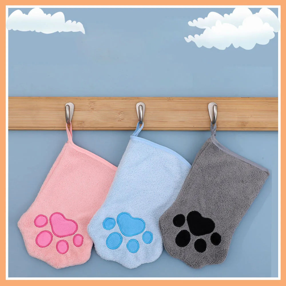 Coral Fleece Pet Towel Glove — Quick-Drying Absorbent Cleaning Cloth