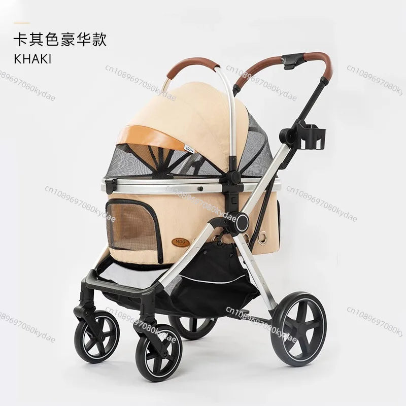 Luxury 4-Wheel Detachable Dog Show Pet Stroller for Cats & Dogs — Separation Trolley