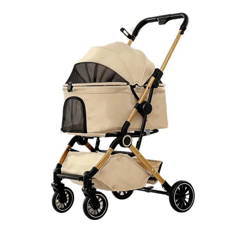 One-Button Foldable Pet Stroller for Dogs & Cats — Smooth-Roll Outdoor Travel Trolley