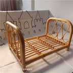 Mini Rattan Cat Bed Frame for Kitten Photo Shoots