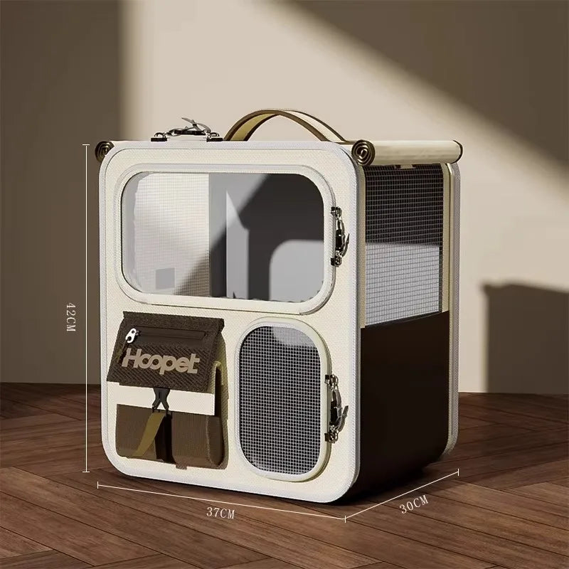 Wheeled Pet Carrier Backpack with Feeding Window & Large Storage
