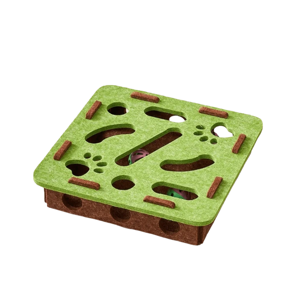 Cat Scratching Post with Felt Puzzle Box — 2-in-1 Enrichment Toy