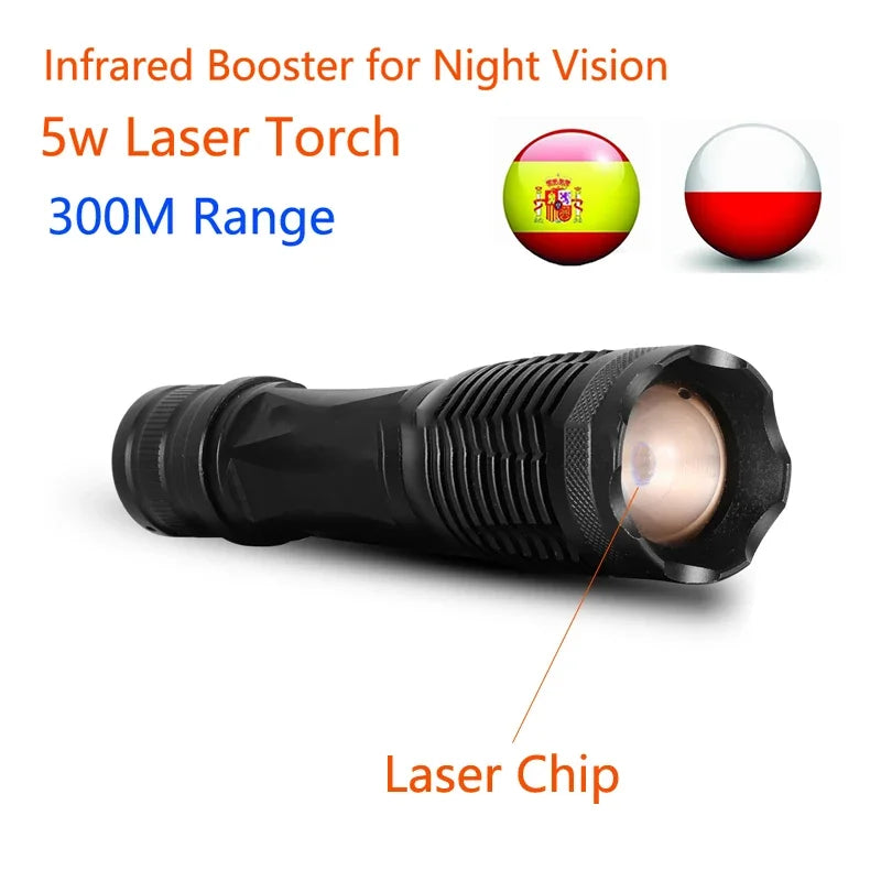 5W Tactical Laser Flashlight with Infrared LED - 300M Range