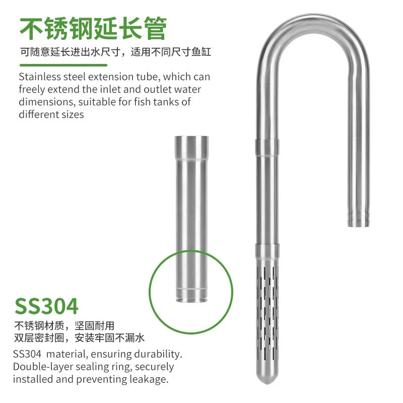 Stainless Steel Aquarium Filter Inlet & Outlet Tubes (Shrimp Safe)
