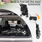 Waterproof Foldable 3-Wheel Pet Stroller with Removable Cage Carrier for Cats & Dogs