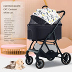 2026 Lightweight Foldable Pet Stroller with Detachable Small Cart for Dogs & Cats