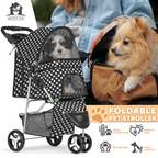 Magshion Foldable 3-Wheel Pet Jogger Stroller with Storage Basket & Cup Holder