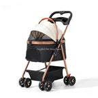 Lightweight Aluminum Alloy Puppy Stroller with Detachable Storage Basket — 50 lb Capacity Small Pet Cart